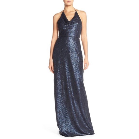 Amsale Dresses & Skirts - AMSALE HONORA SEQUIN DRAPE FRONT BACKLESS GOWN